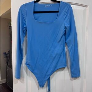 Abercrombie & Fitch Blue Long-Sleeve Scoop-Neck Bodysuit
